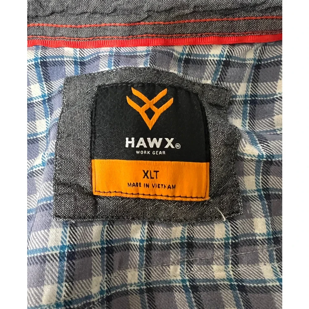 Hawx Work Gear Short Sleeve Checked Button Down, Size XLT - Picture 3 of 6